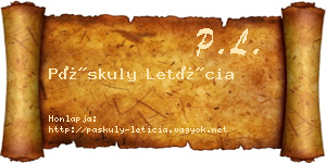 Páskuly Letícia névjegykártya